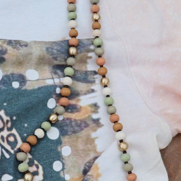 Wood/ Metal Beaded Necklace - Picture 3 of 4